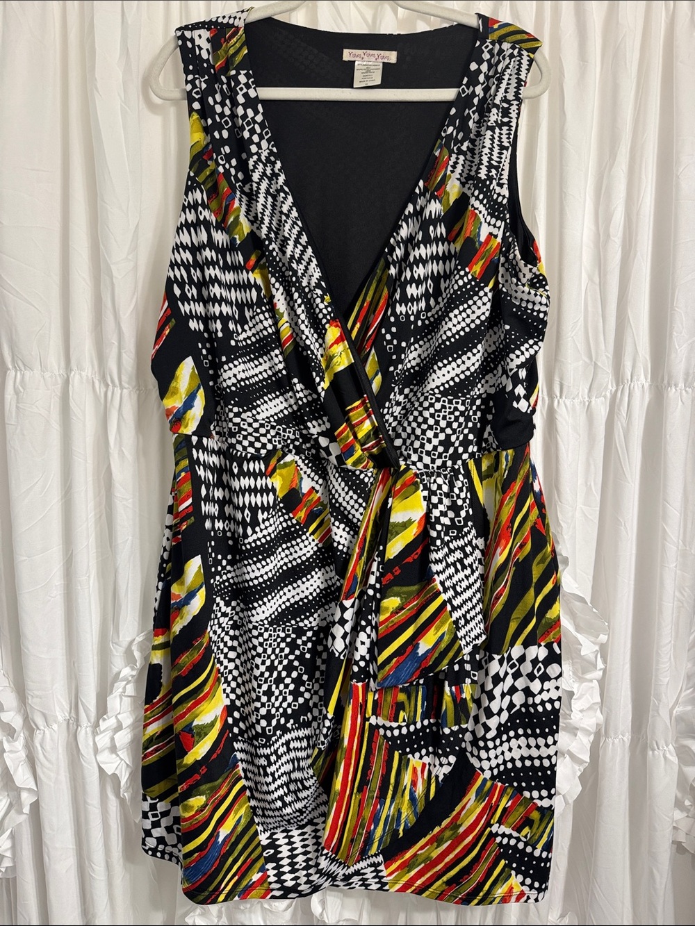 Vintage Wishes Wishes Wishes Abstract Wrap Dress 2X
